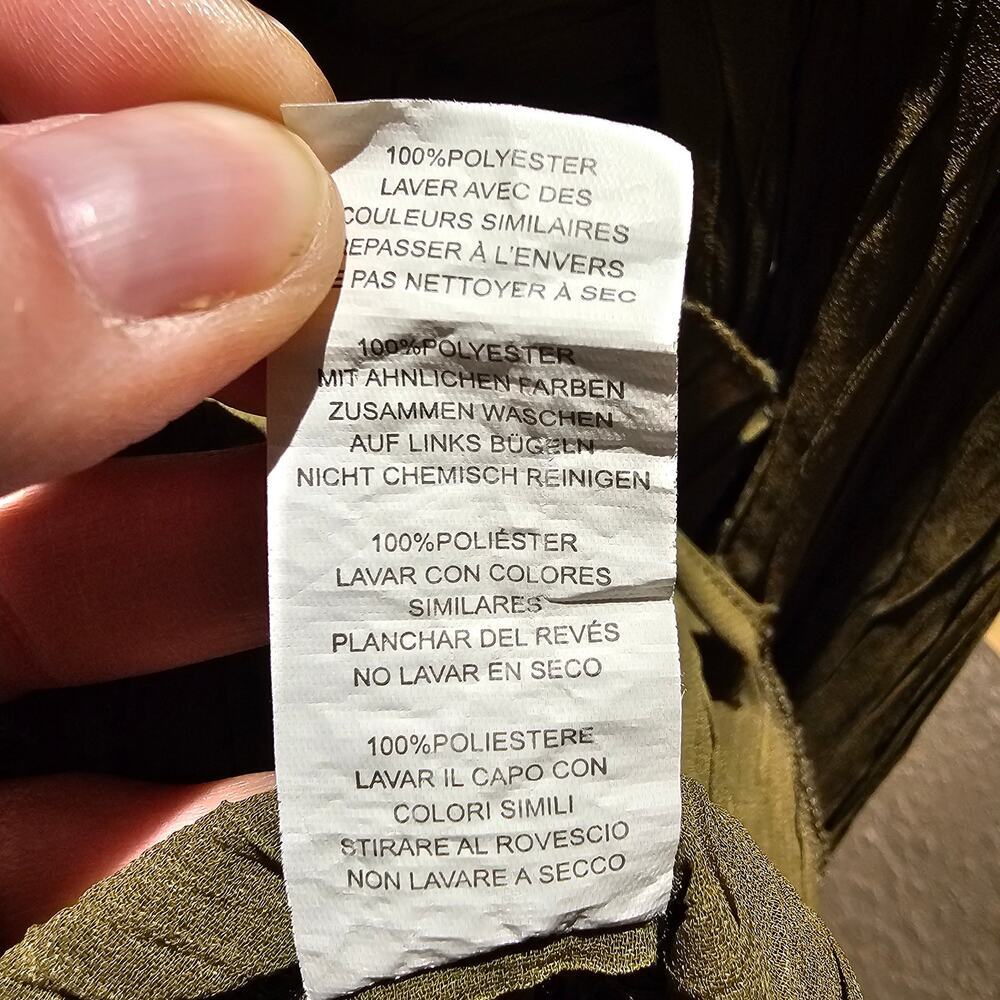 PrettyLittleThing Olive Green Crinkle Crepe Tie Front Top Size 6 Y2K Cottagecore - Picture 6 of 10